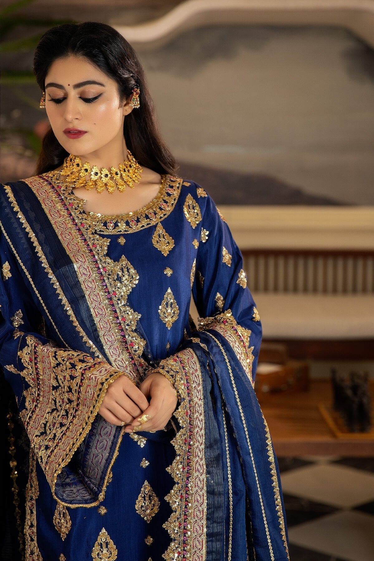 Jahaa'n Ara by Serene Embroidered Raw Silk Suit SRS-07