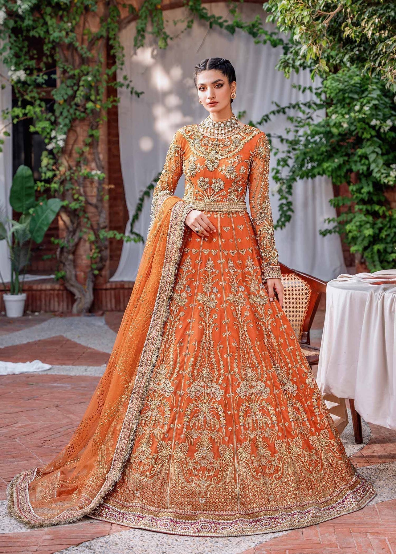 Akbar Aslam Mastani Embroidered Net 3Pc Suit - MAHJABEEN