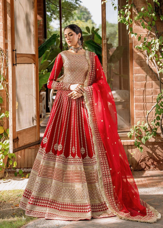 Akbar Aslam Mastani Embroidered Raw Silk 3Pc Suit - NAWAZISH