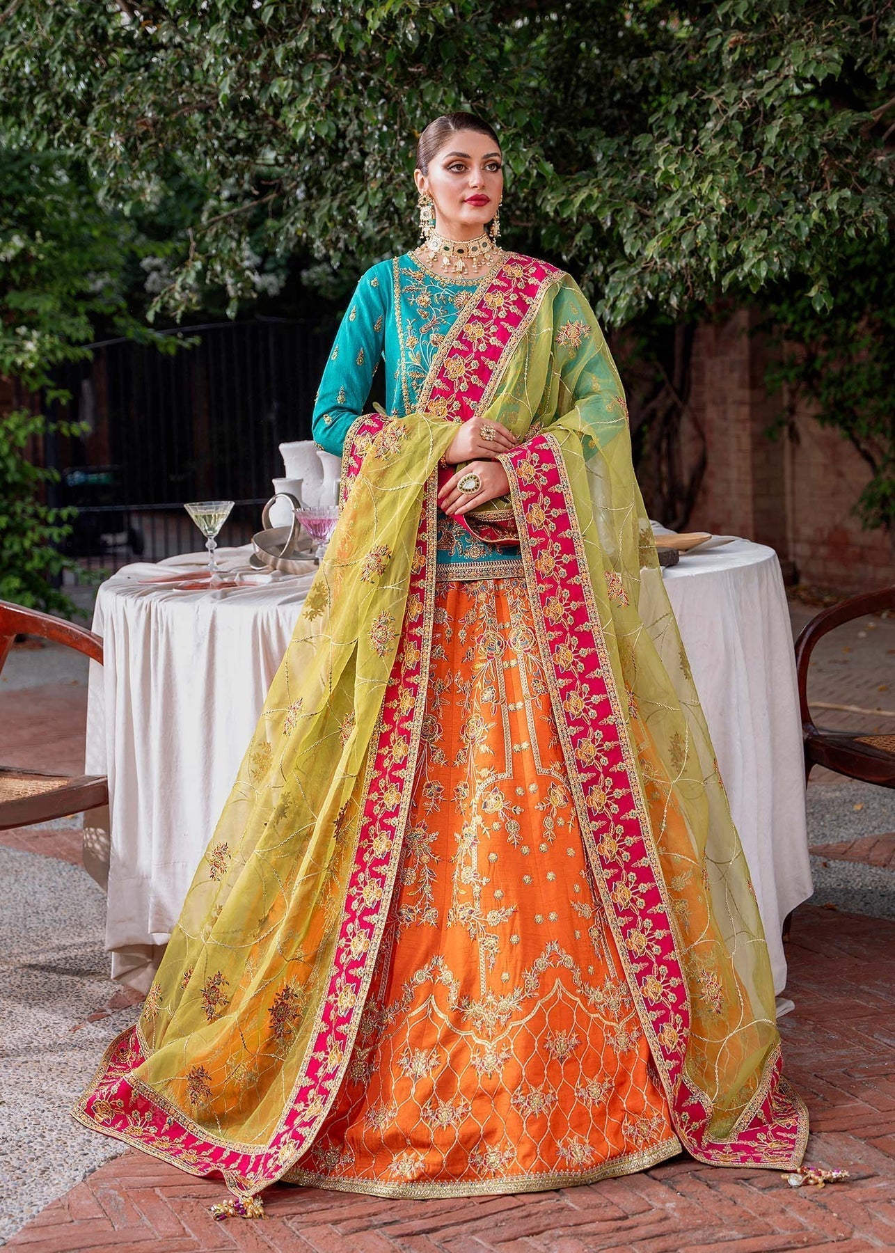 Akbar Aslam Mastani Embroidered Raw Silk 3Pc Suit - MAAHRU