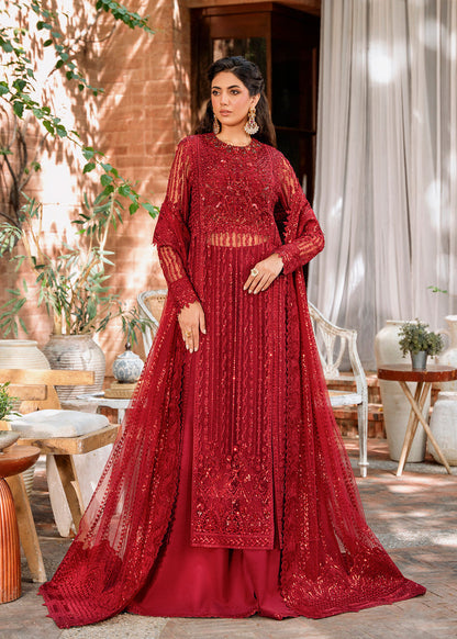 Akbar Aslam Mastani Embroidered Net 3Pc Suit - GUL MOHR