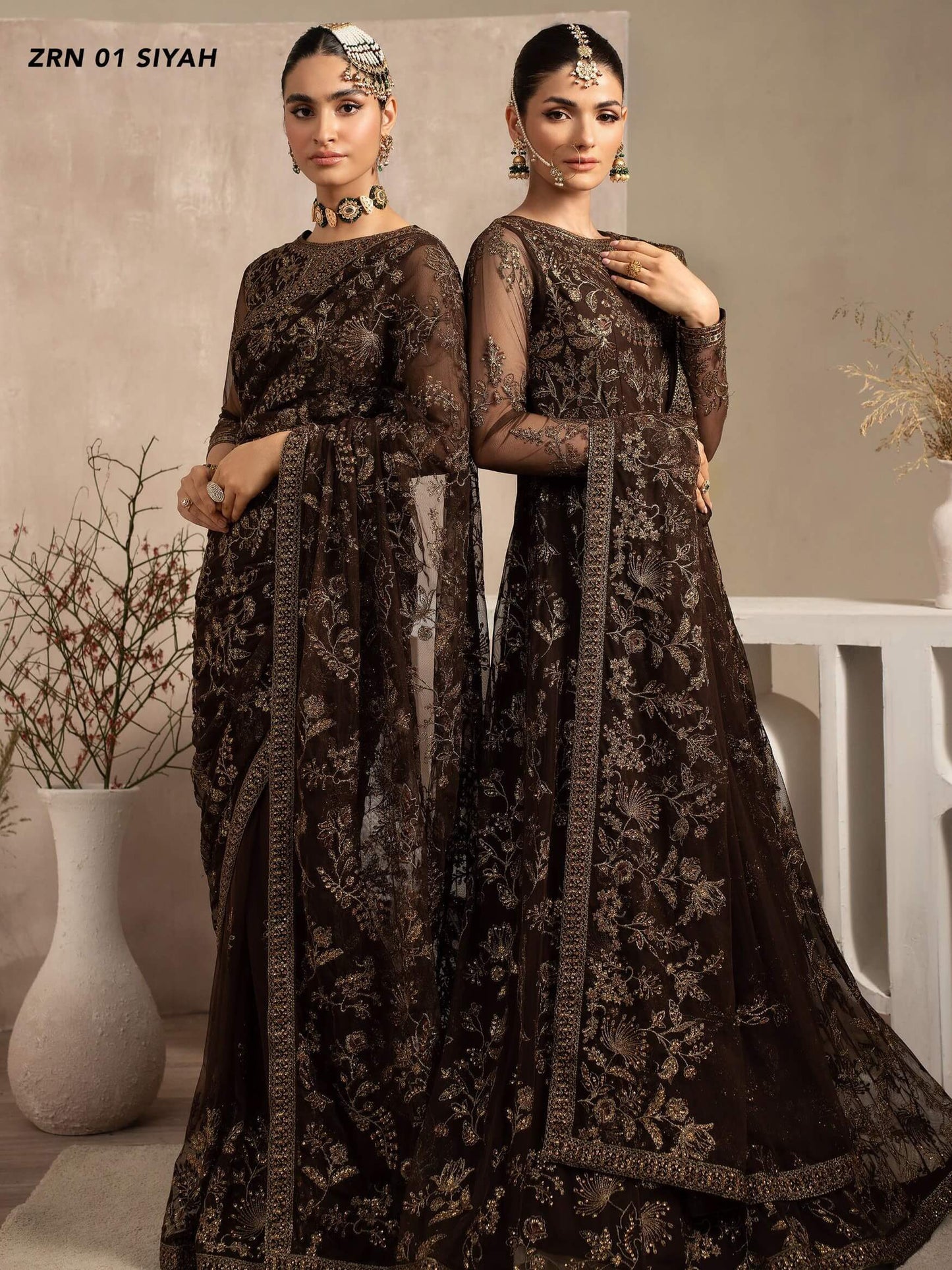 Naqsh by Zarif Unstitched Festive Formal 3 Piece Suit ZRN-01 SIYAH